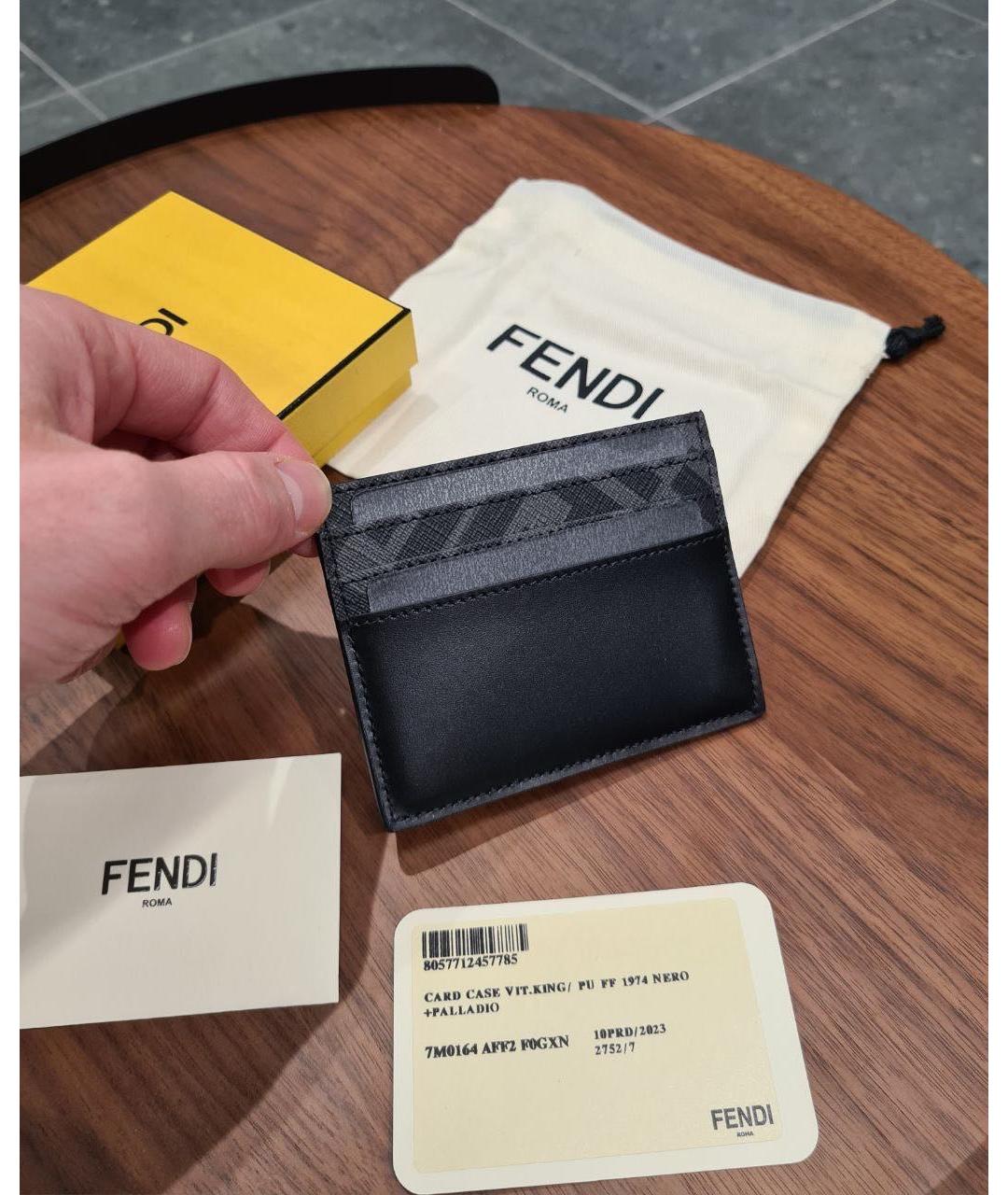 FENDI Черный кожаный кардхолдер, фото 4