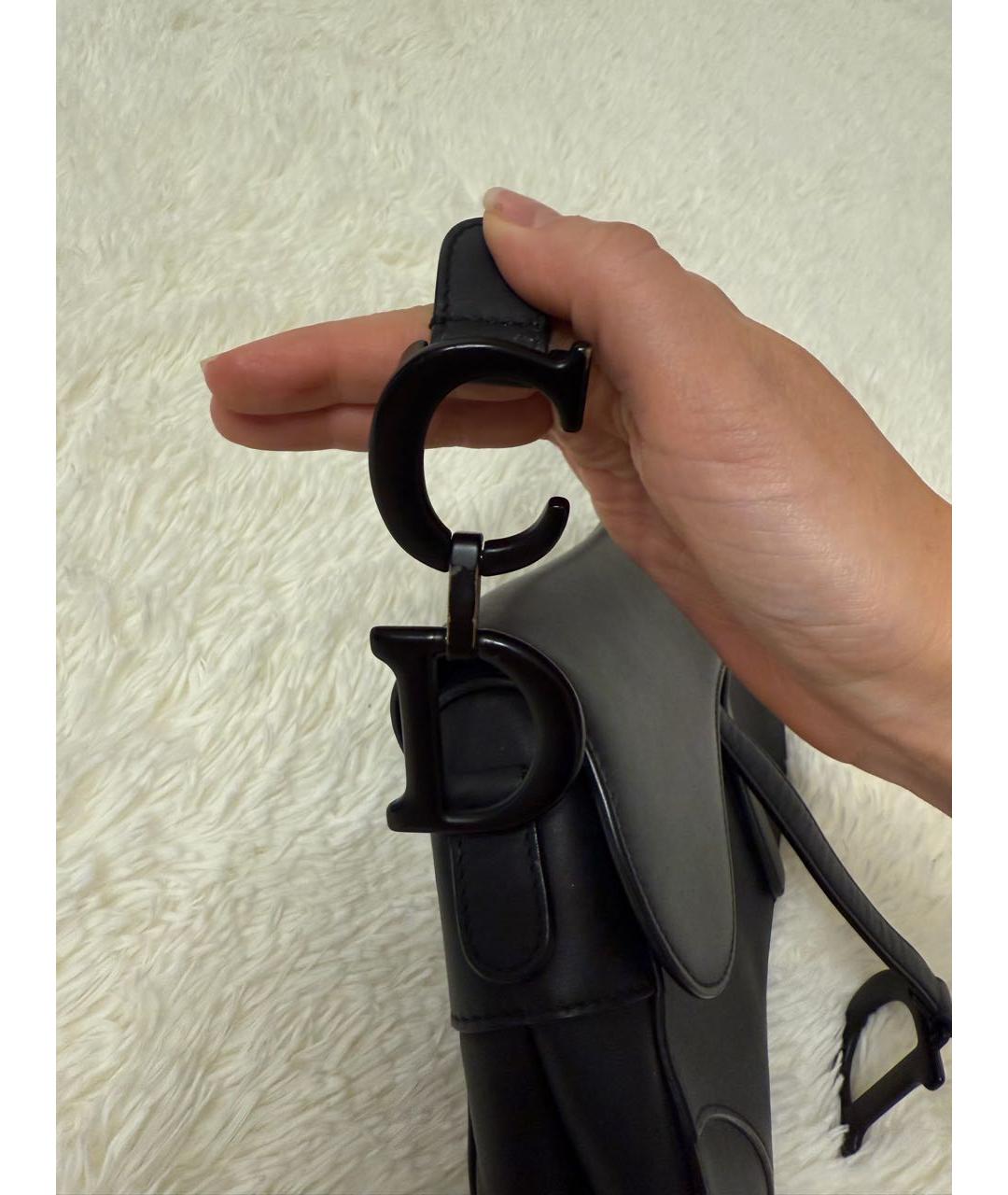 CHRISTIAN DIOR Черная кожаная сумка через плечо, фото 3