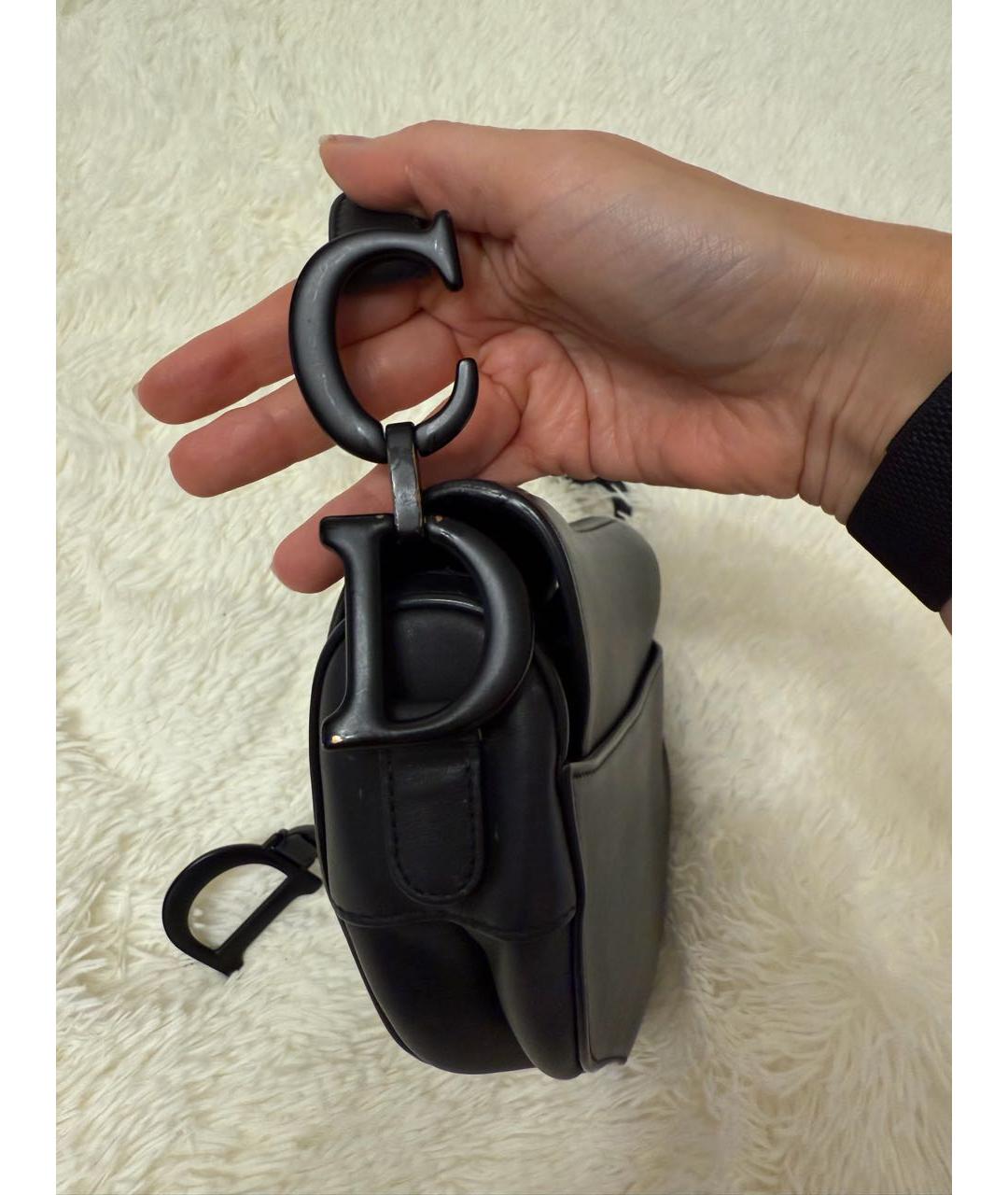 CHRISTIAN DIOR Черная кожаная сумка через плечо, фото 5