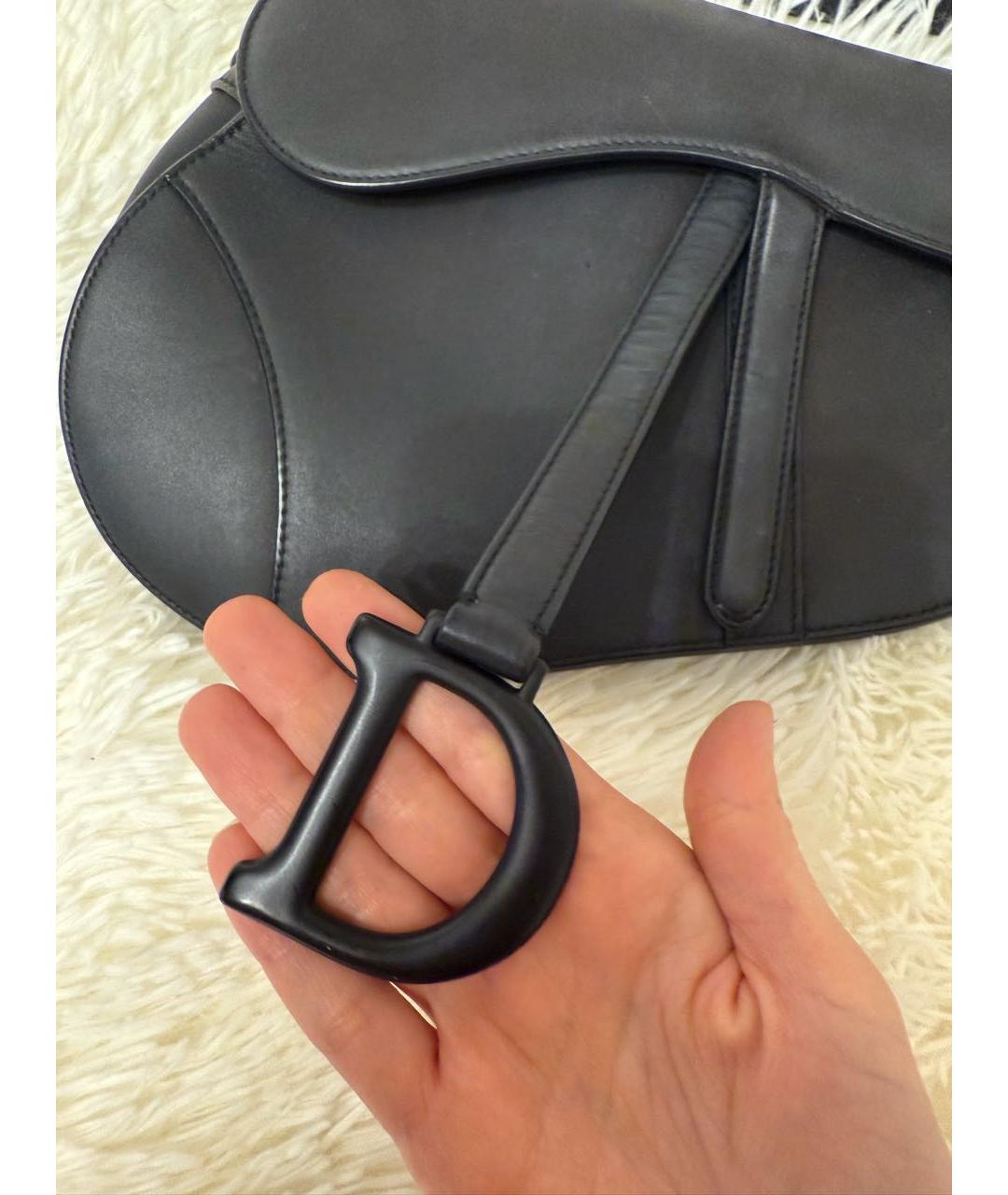 CHRISTIAN DIOR Черная кожаная сумка через плечо, фото 4