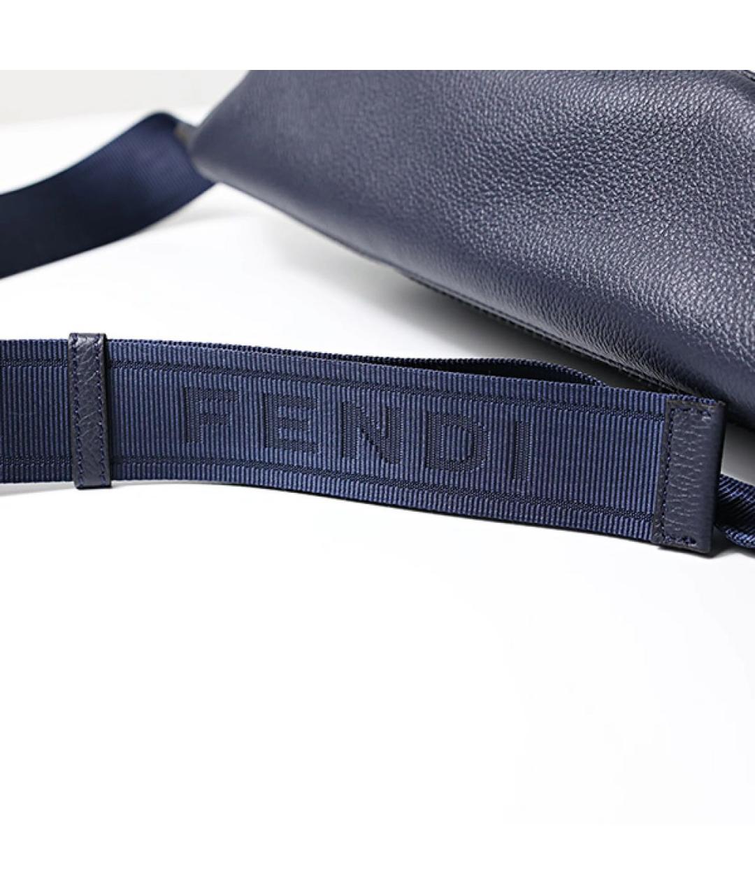 FENDI Синяя кожаная поясная сумка, фото 7