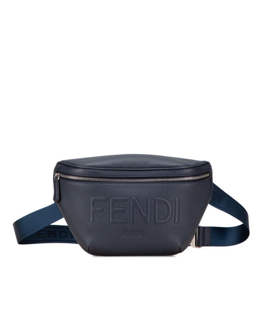 FENDI Синяя кожаная поясная сумка, фото 1