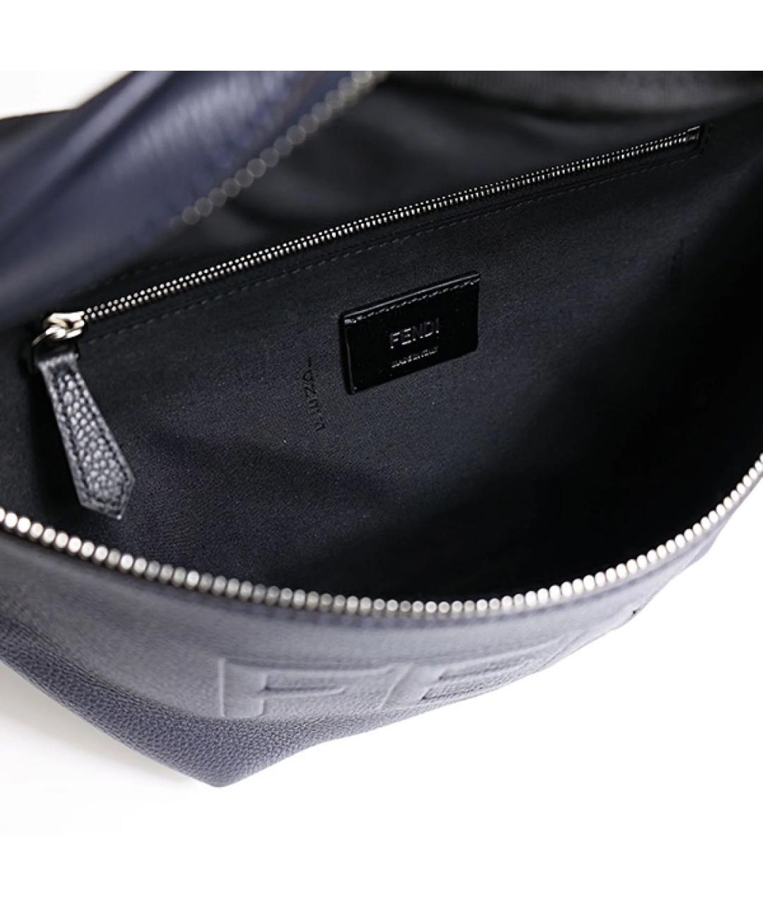 FENDI Синяя кожаная поясная сумка, фото 4