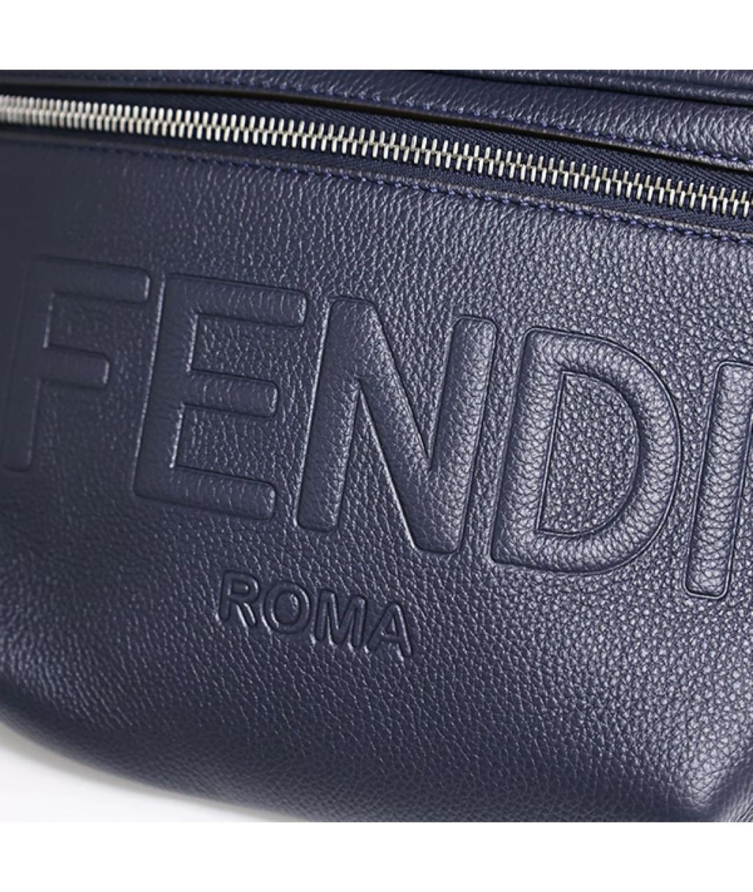 FENDI Синяя кожаная поясная сумка, фото 5