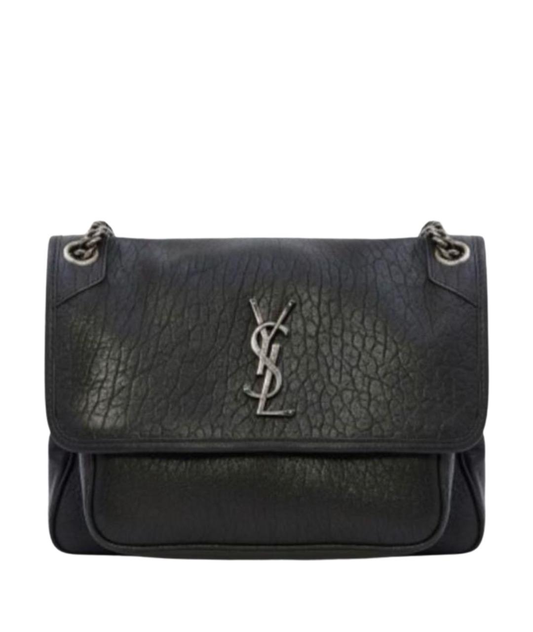 SAINT LAURENT Черная кожаная сумка через плечо, фото 1