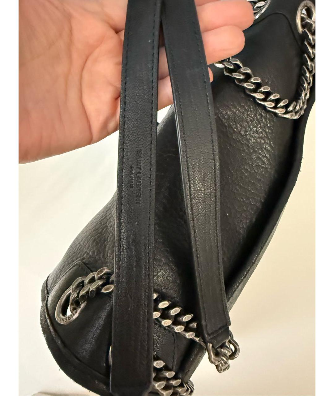 SAINT LAURENT Черная кожаная сумка через плечо, фото 6