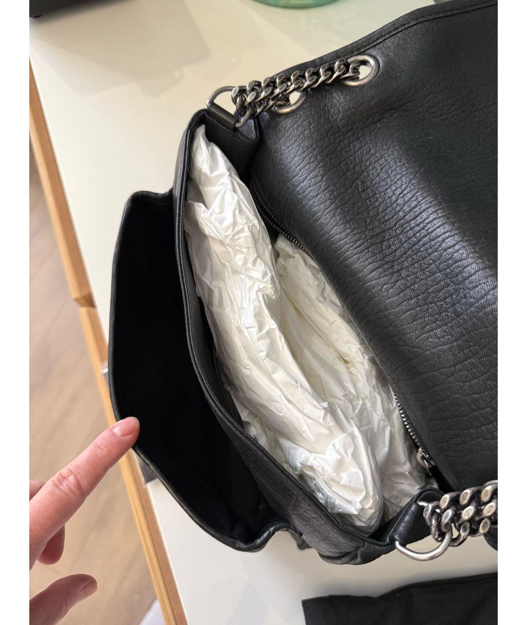 SAINT LAURENT Черная кожаная сумка через плечо, фото 7