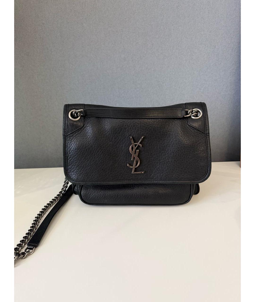 SAINT LAURENT Черная кожаная сумка через плечо, фото 4