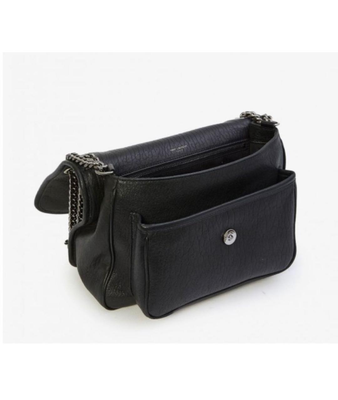 SAINT LAURENT Черная кожаная сумка через плечо, фото 2