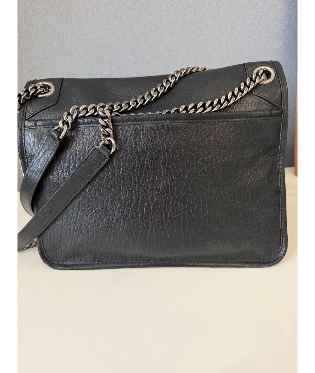 SAINT LAURENT Черная кожаная сумка через плечо, фото 8