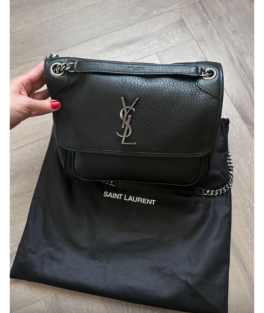 SAINT LAURENT Черная кожаная сумка через плечо, фото 5