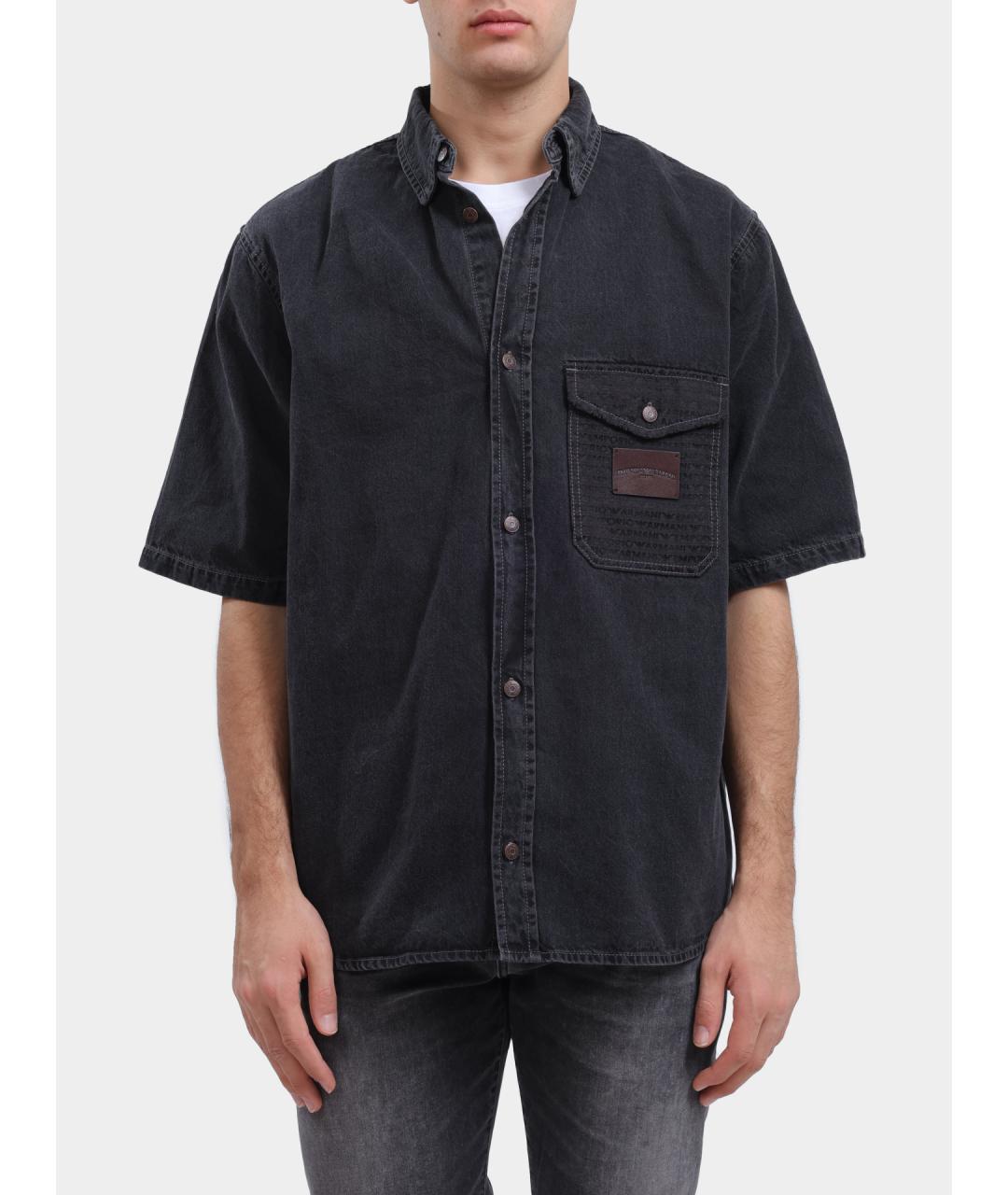 EMPORIO ARMANI Серая хлопковая кэжуал рубашка, фото 2