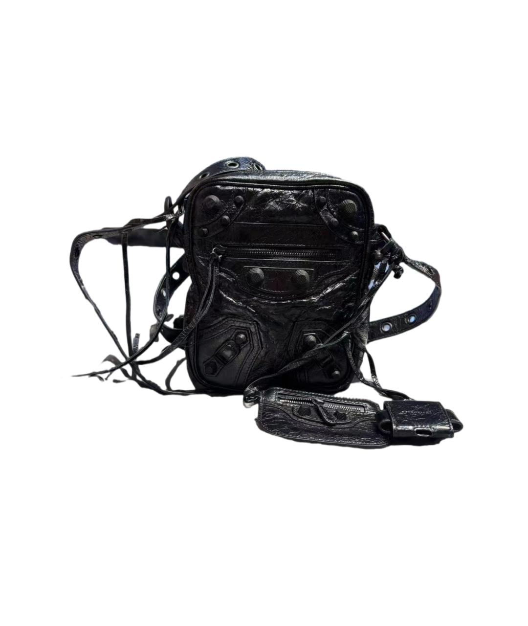 BALENCIAGA Черная кожаная сумка через плечо, фото 7