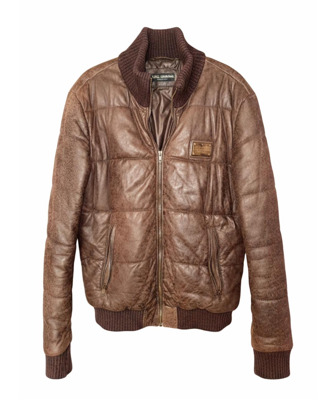 DOLCE&GABBANA Коричневая кожаная куртка, фото 1