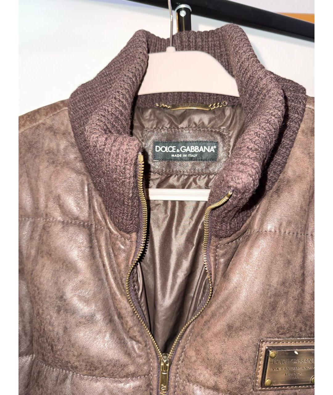 DOLCE&GABBANA Коричневая кожаная куртка, фото 4