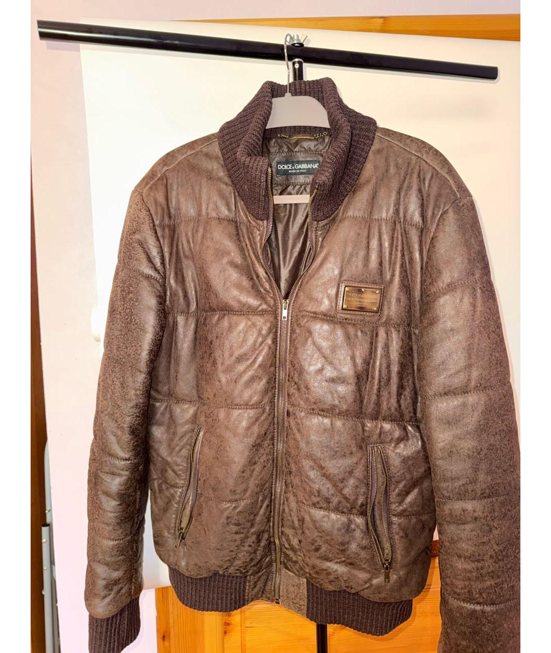 DOLCE&GABBANA Коричневая кожаная куртка, фото 7