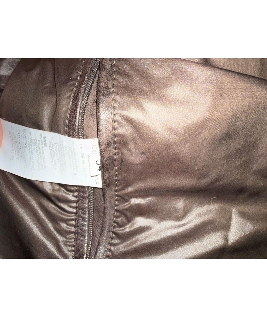 DOLCE&GABBANA Коричневая кожаная куртка, фото 3