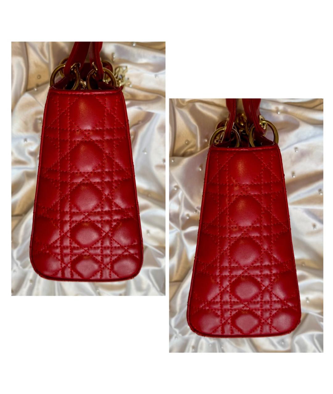 CHRISTIAN DIOR Красная кожаная сумка с короткими ручками, фото 7