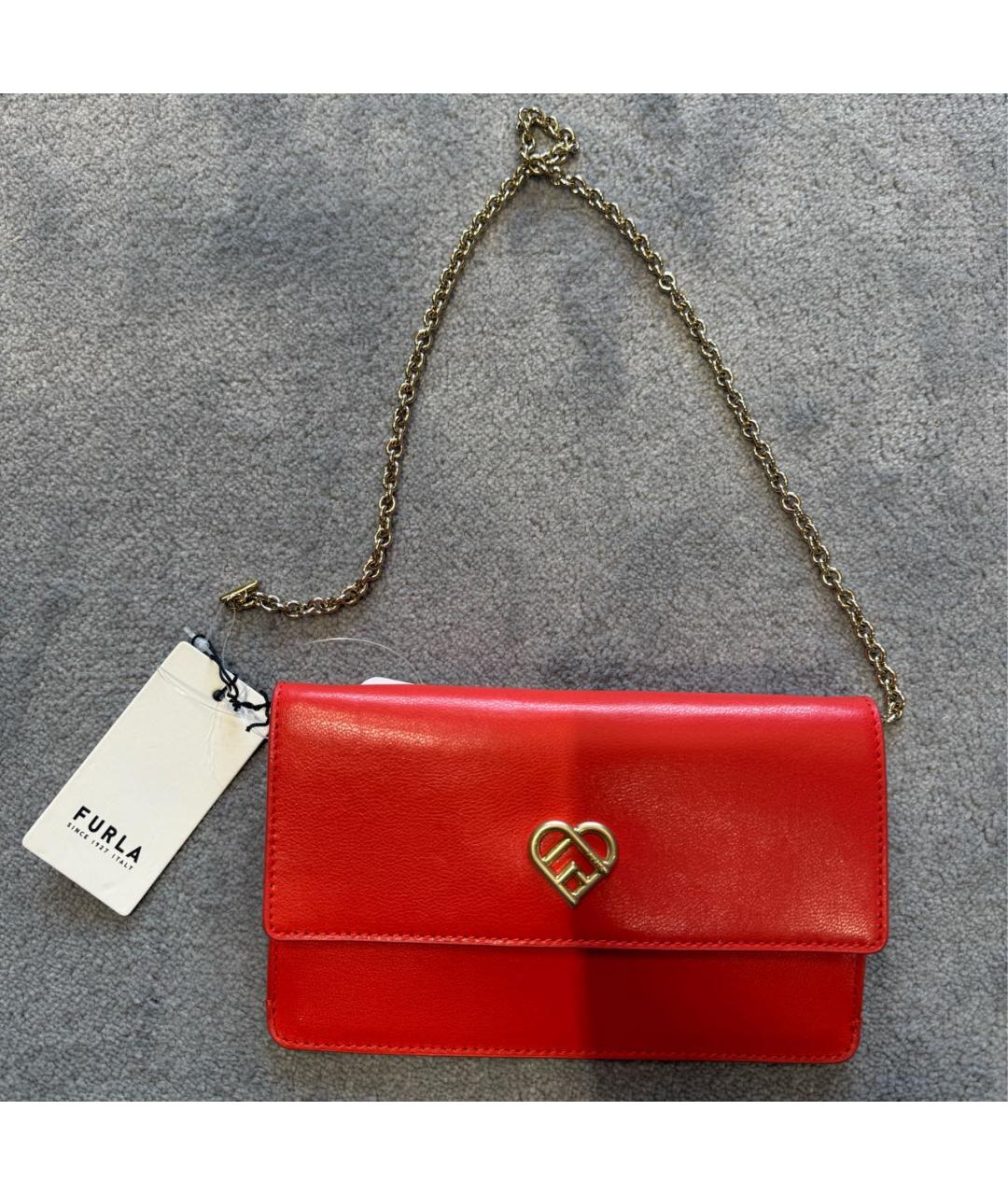 FURLA Красная кожаная сумка через плечо, фото 9
