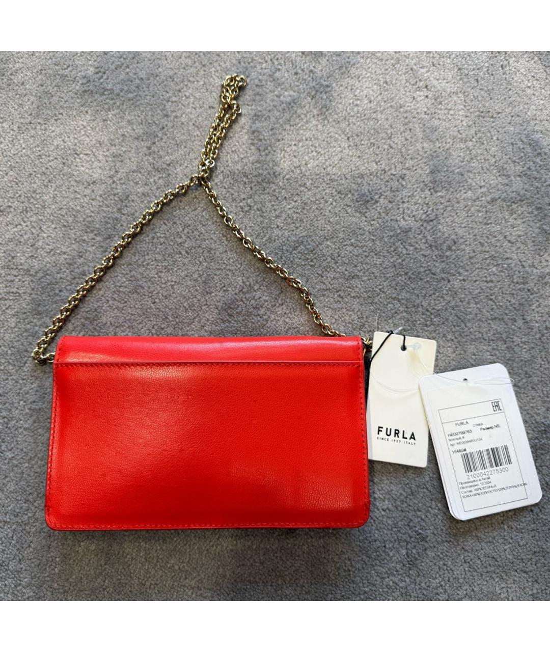 FURLA Красная кожаная сумка через плечо, фото 3