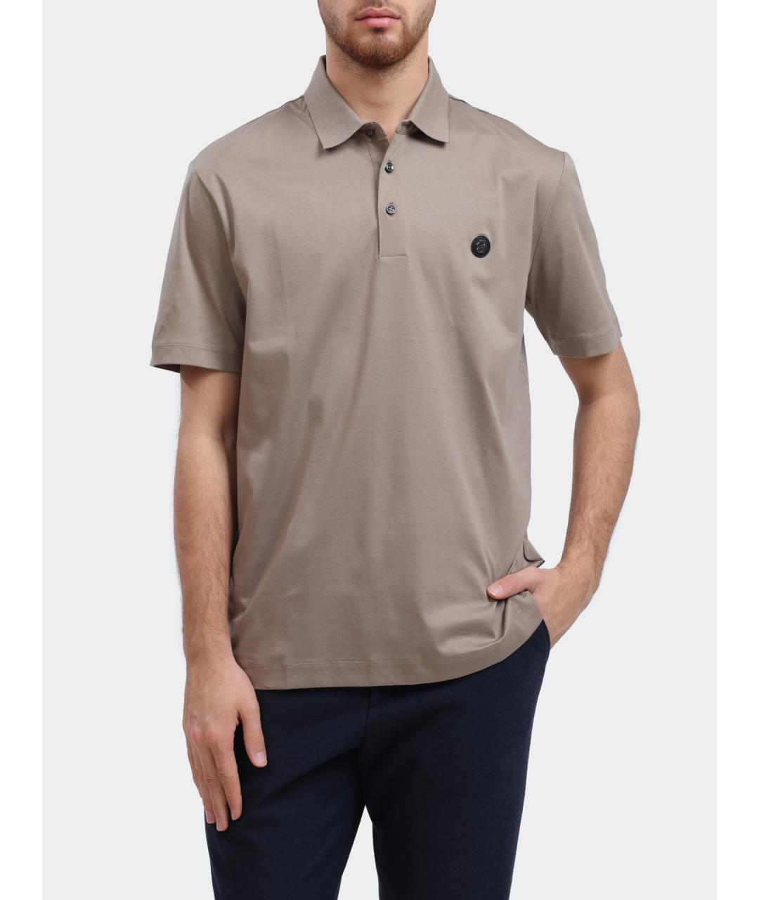 HUGO BOSS Бежевое хлопковое поло с коротким рукавом, фото 6