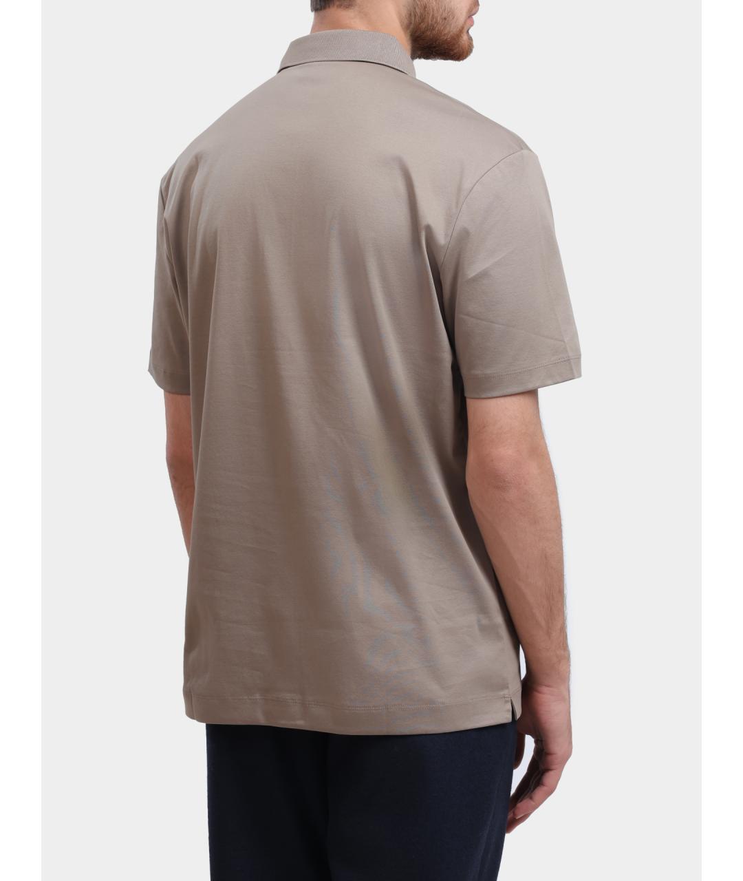 HUGO BOSS Бежевое хлопковое поло с коротким рукавом, фото 5