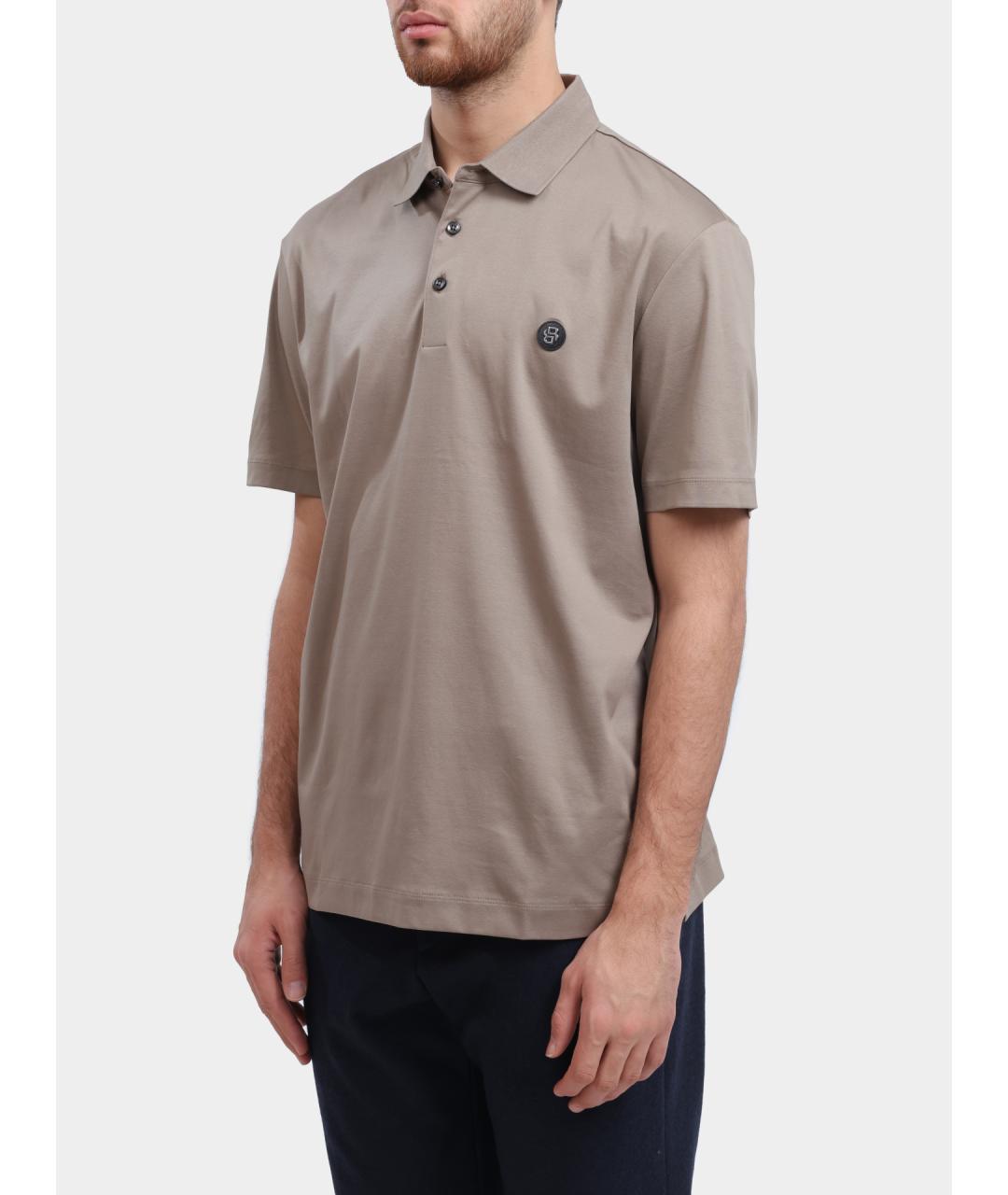 HUGO BOSS Бежевое хлопковое поло с коротким рукавом, фото 3