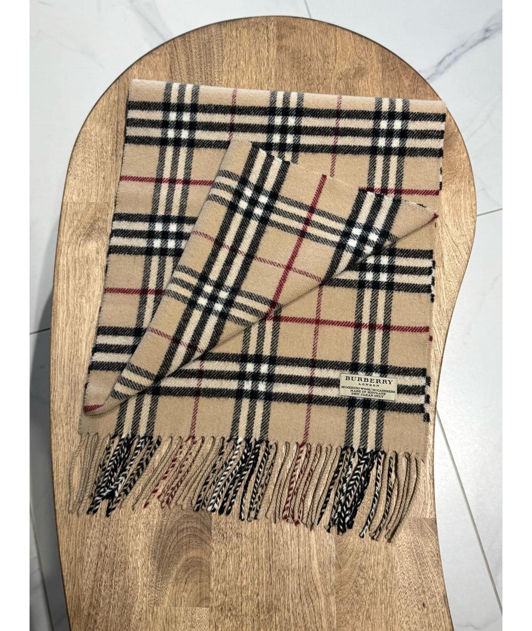 BURBERRY Бежевый шерстяной шарф, фото 7