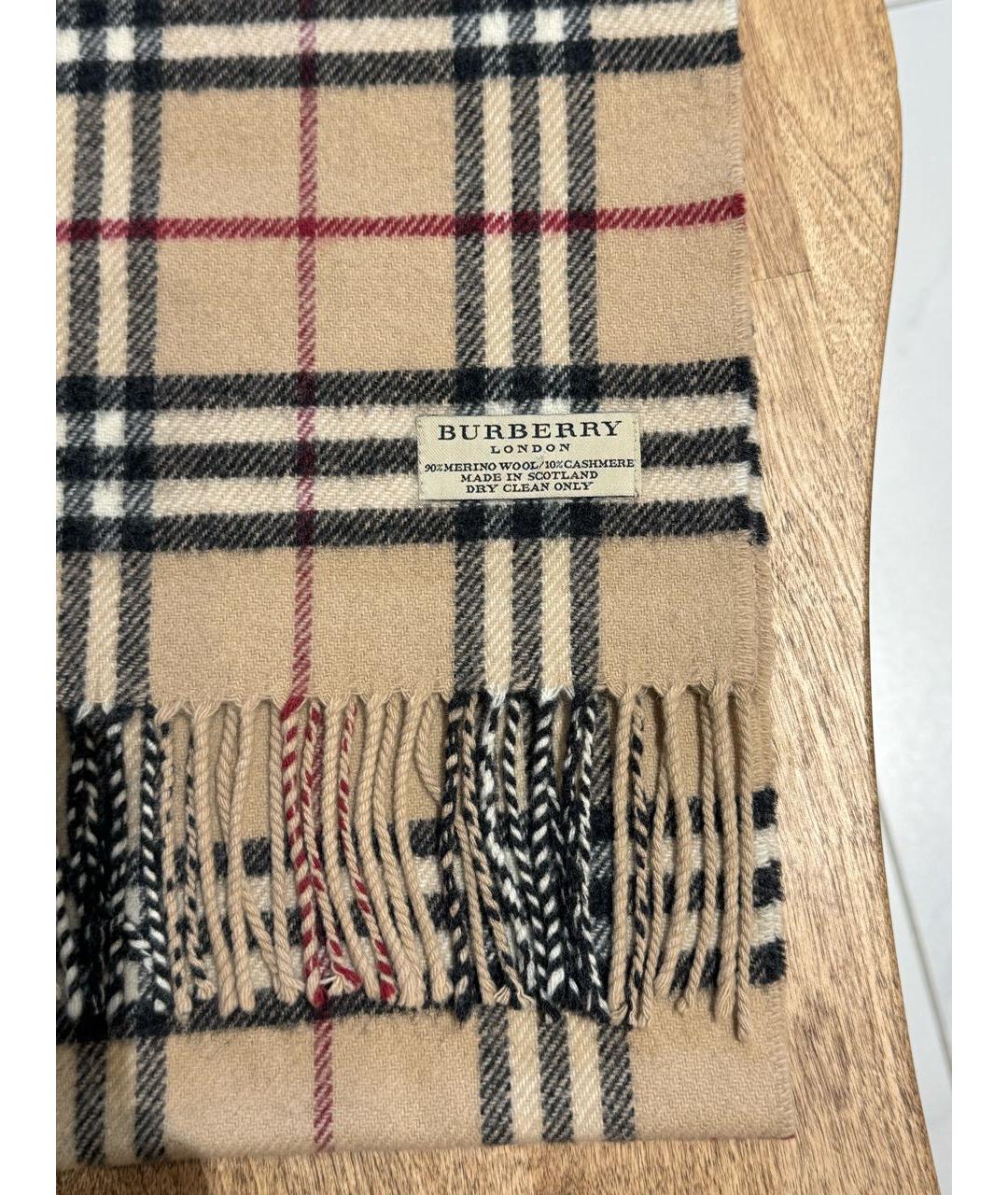 BURBERRY Бежевый шерстяной шарф, фото 2