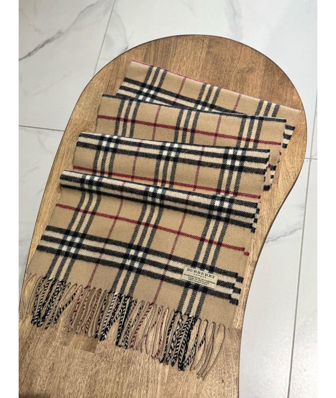BURBERRY Бежевый шерстяной шарф, фото 5