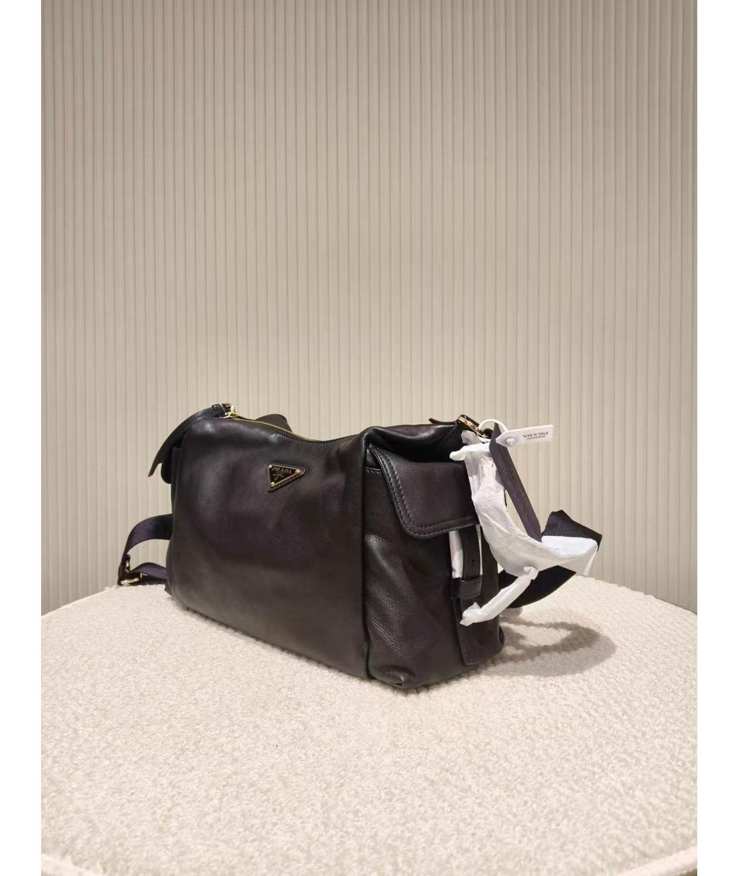 PRADA Черная кожаная сумка через плечо, фото 4