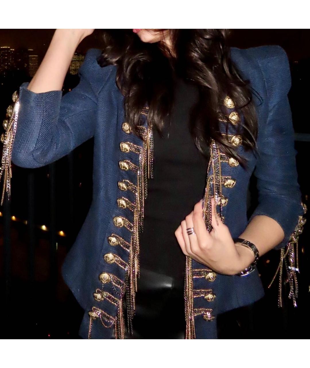 PIERRE BALMAIN Темно-синий хлопковый жакет/пиджак, фото 7