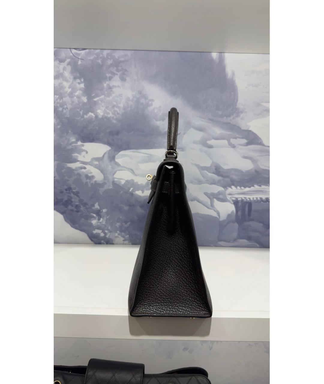 HERMES Коричневая кожаная сумка с короткими ручками, фото 5