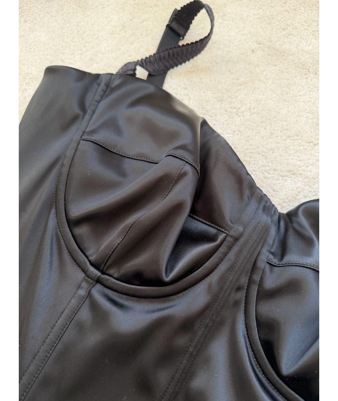 DOLCE&GABBANA Черное атласное коктейльное платье, фото 4