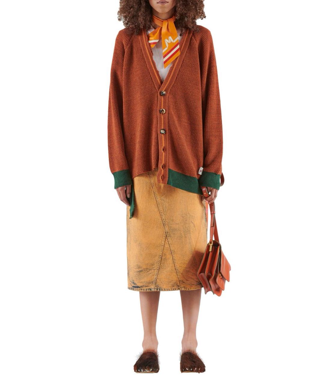 MARNI Оранжевый шерстяной кардиган, фото 5