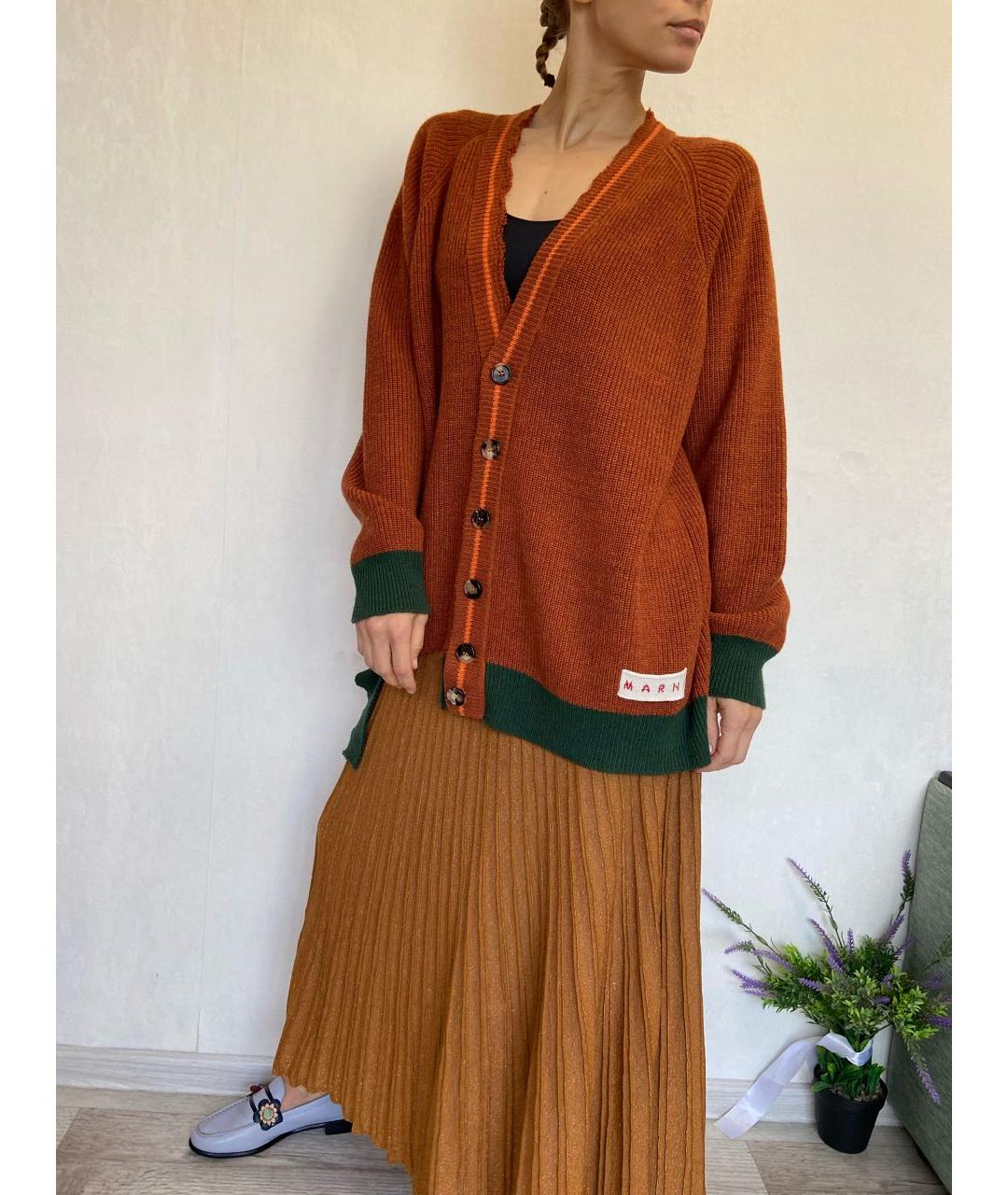MARNI Оранжевый шерстяной кардиган, фото 2