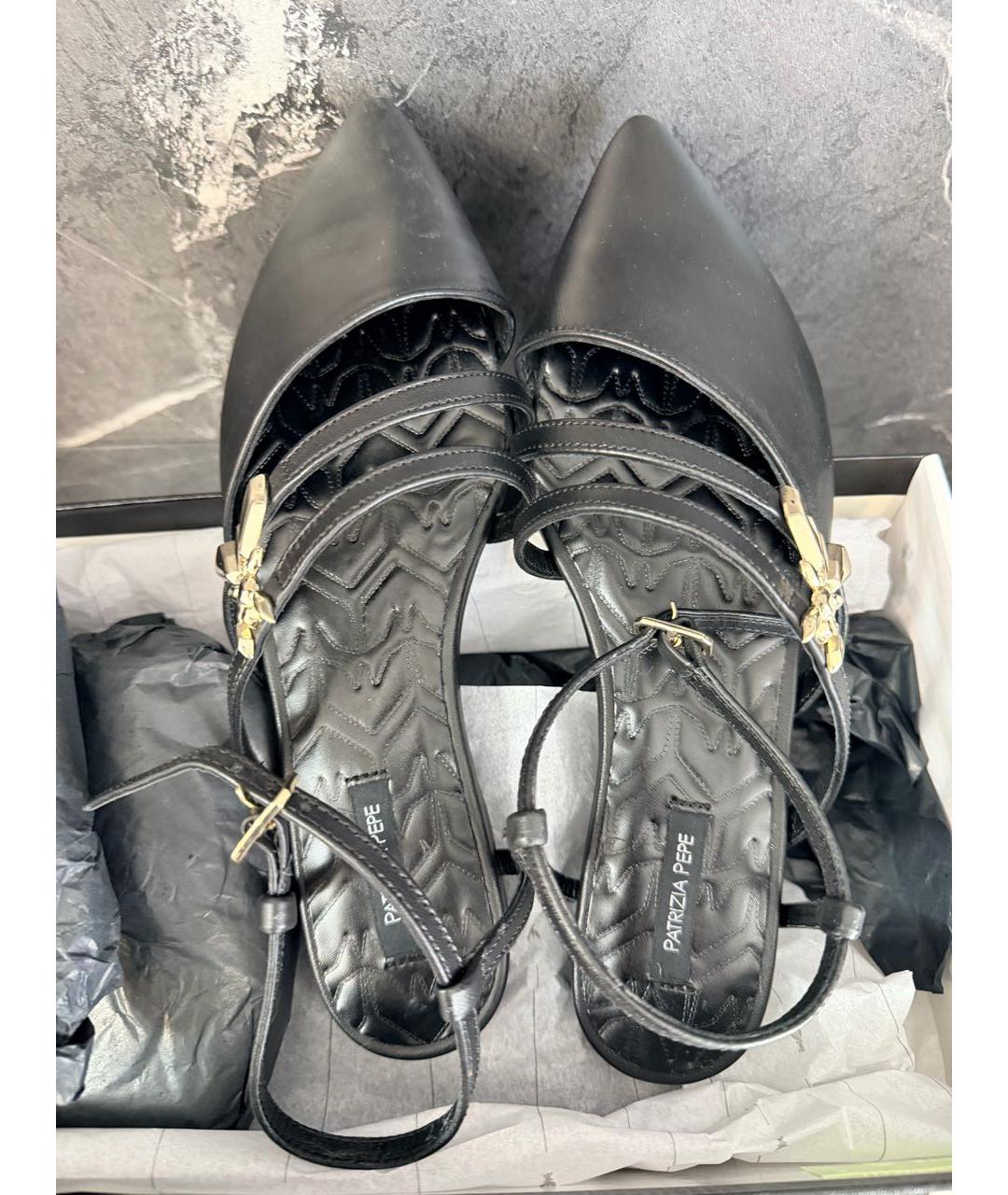PATRIZIA PEPE Черные кожаные сандалии, фото 3