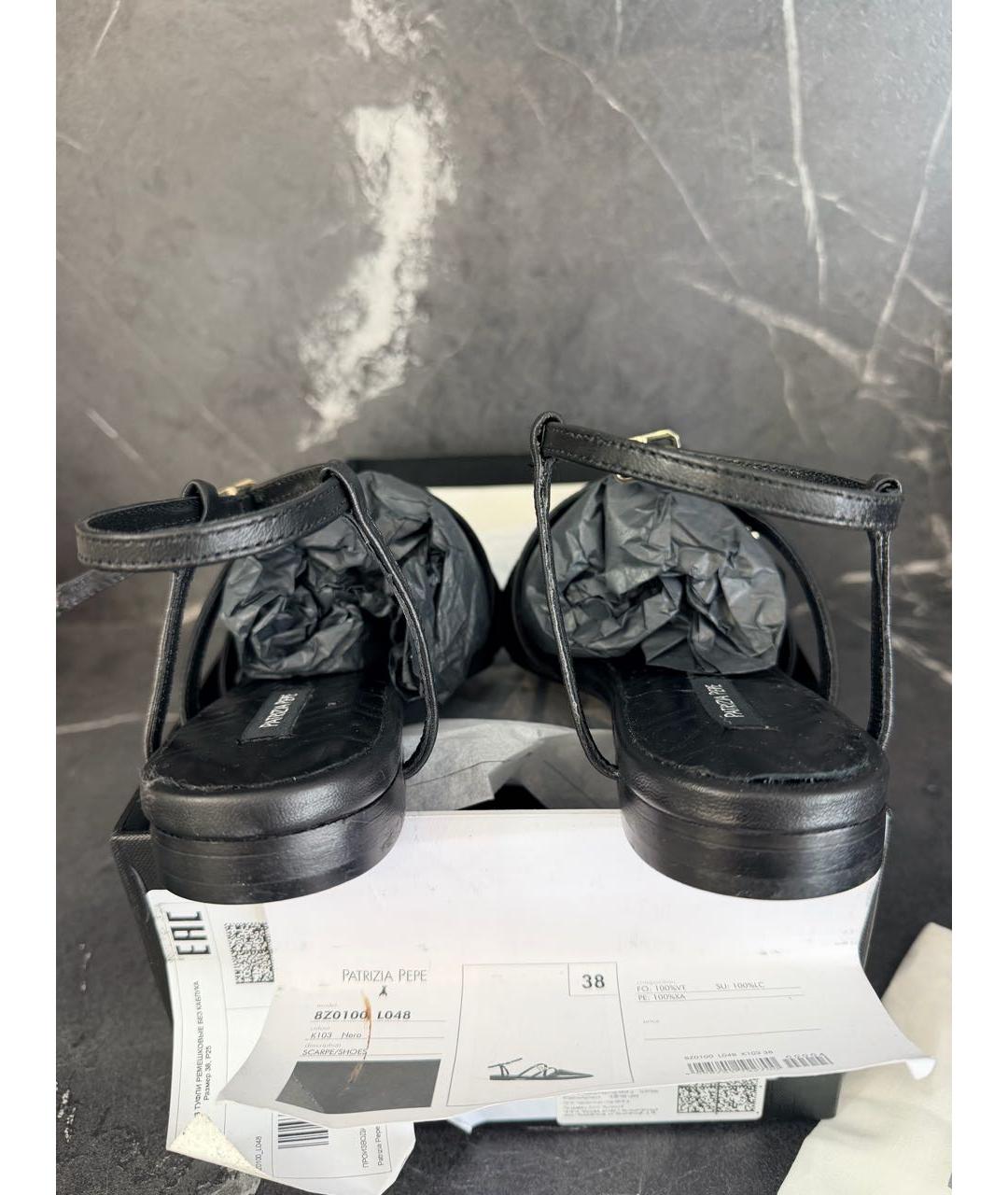 PATRIZIA PEPE Черные кожаные сандалии, фото 4