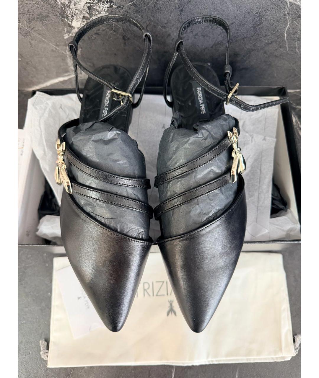 PATRIZIA PEPE Черные кожаные сандалии, фото 2