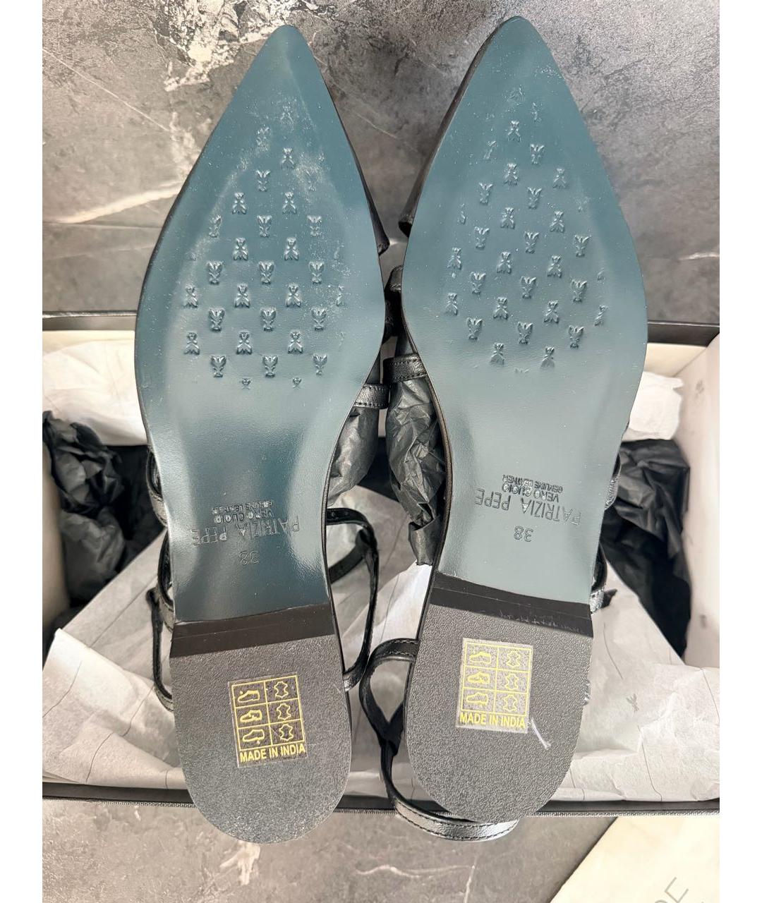 PATRIZIA PEPE Черные кожаные сандалии, фото 5