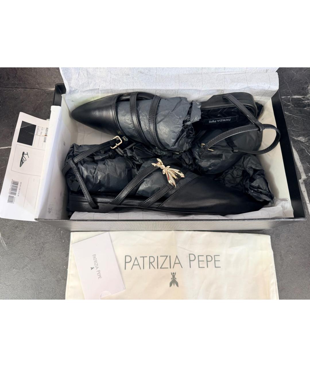 PATRIZIA PEPE Черные кожаные сандалии, фото 7