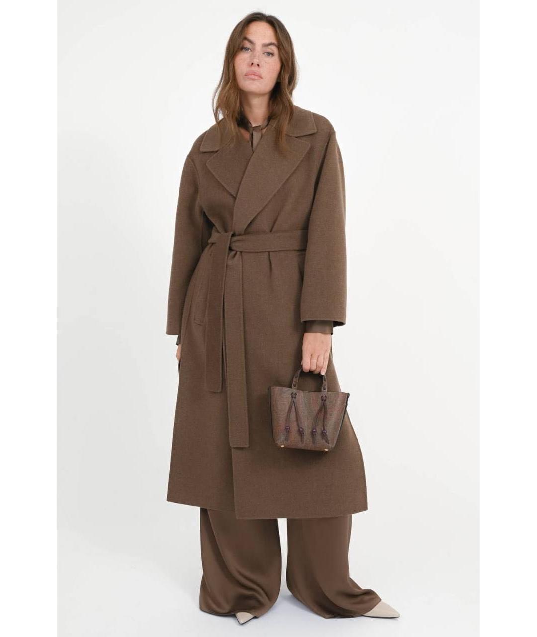 'S MAX MARA Коричневое шерстяное пальто, фото 2