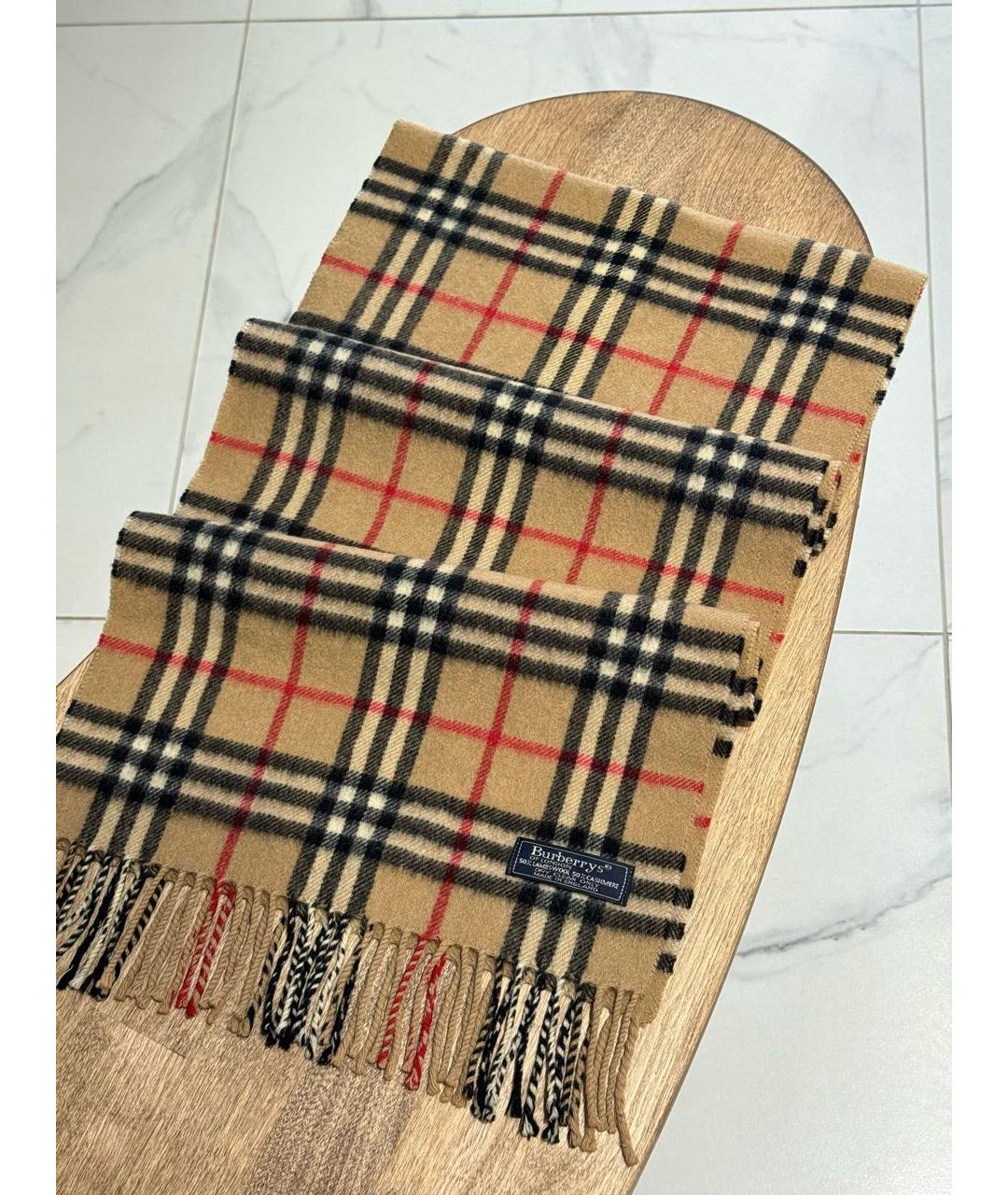 BURBERRY Бежевый кашемировый шарф, фото 4