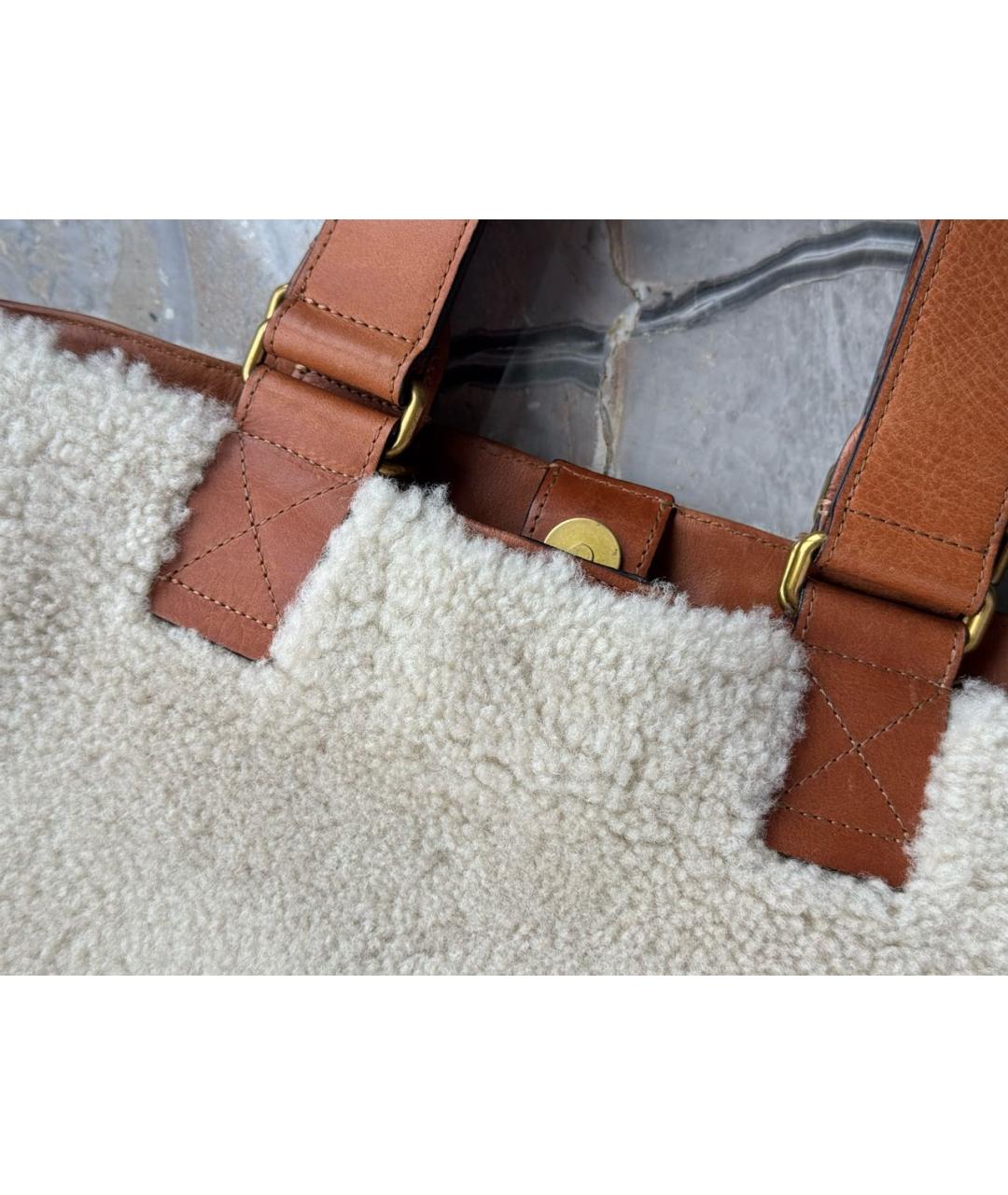 ISABEL MARANT Бежевая меховая сумка тоут, фото 4