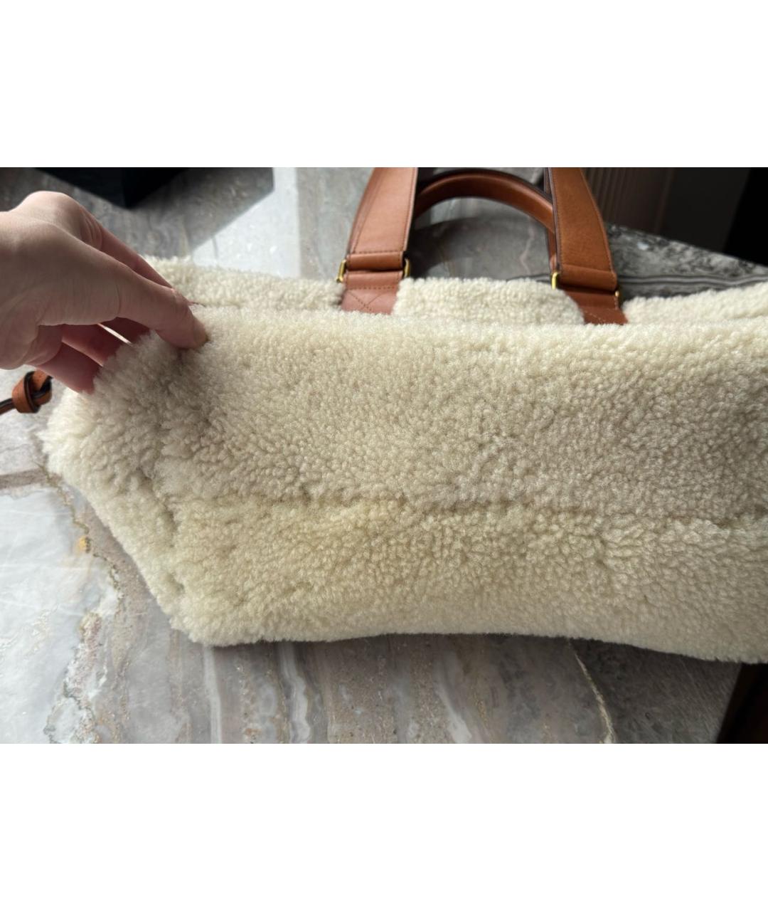 ISABEL MARANT Бежевая меховая сумка тоут, фото 5