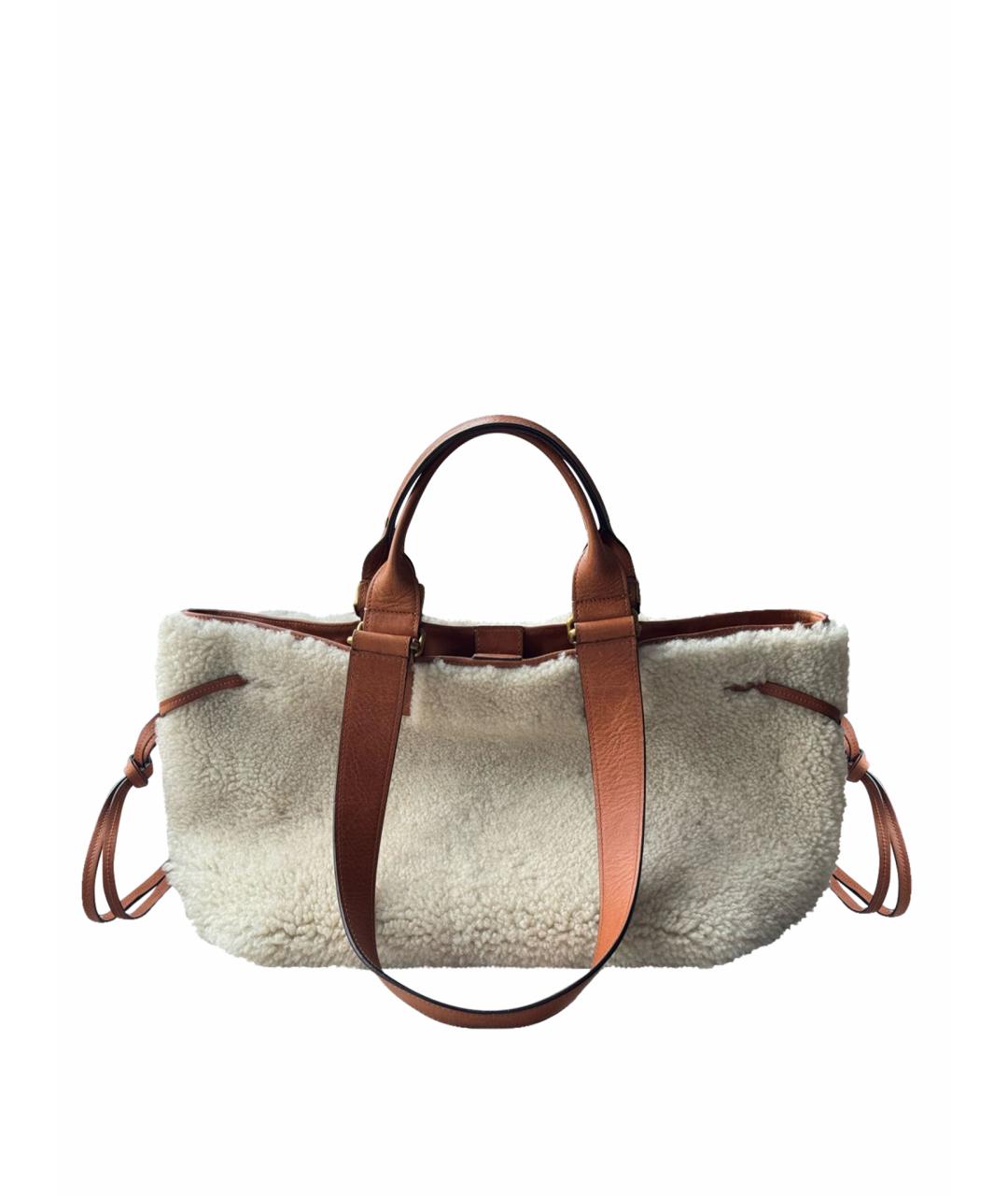 ISABEL MARANT Бежевая меховая сумка тоут, фото 1