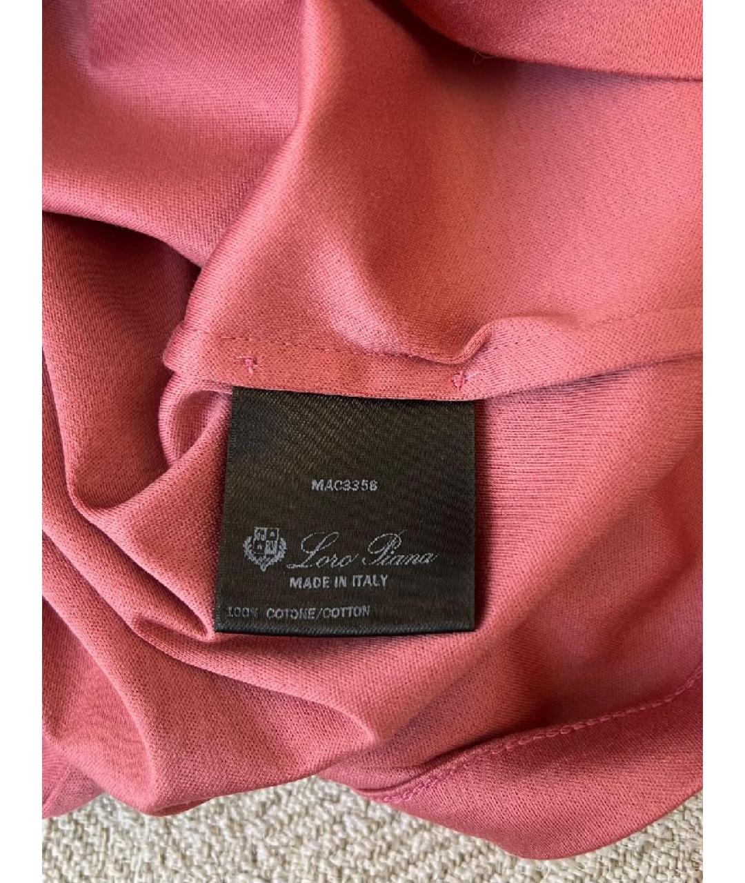 LORO PIANA Коралловая хлопковая футболка, фото 4