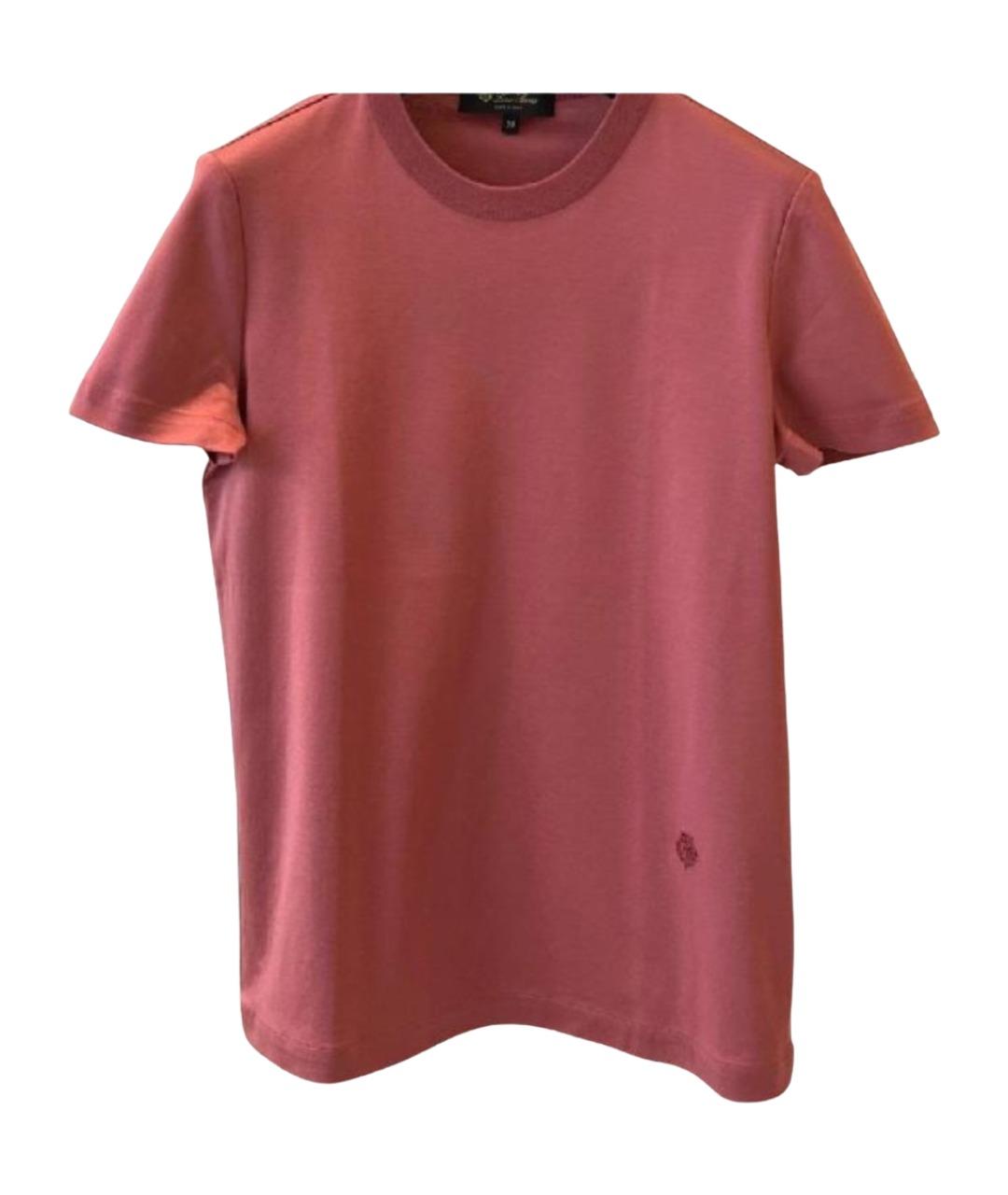LORO PIANA Коралловая хлопковая футболка, фото 1
