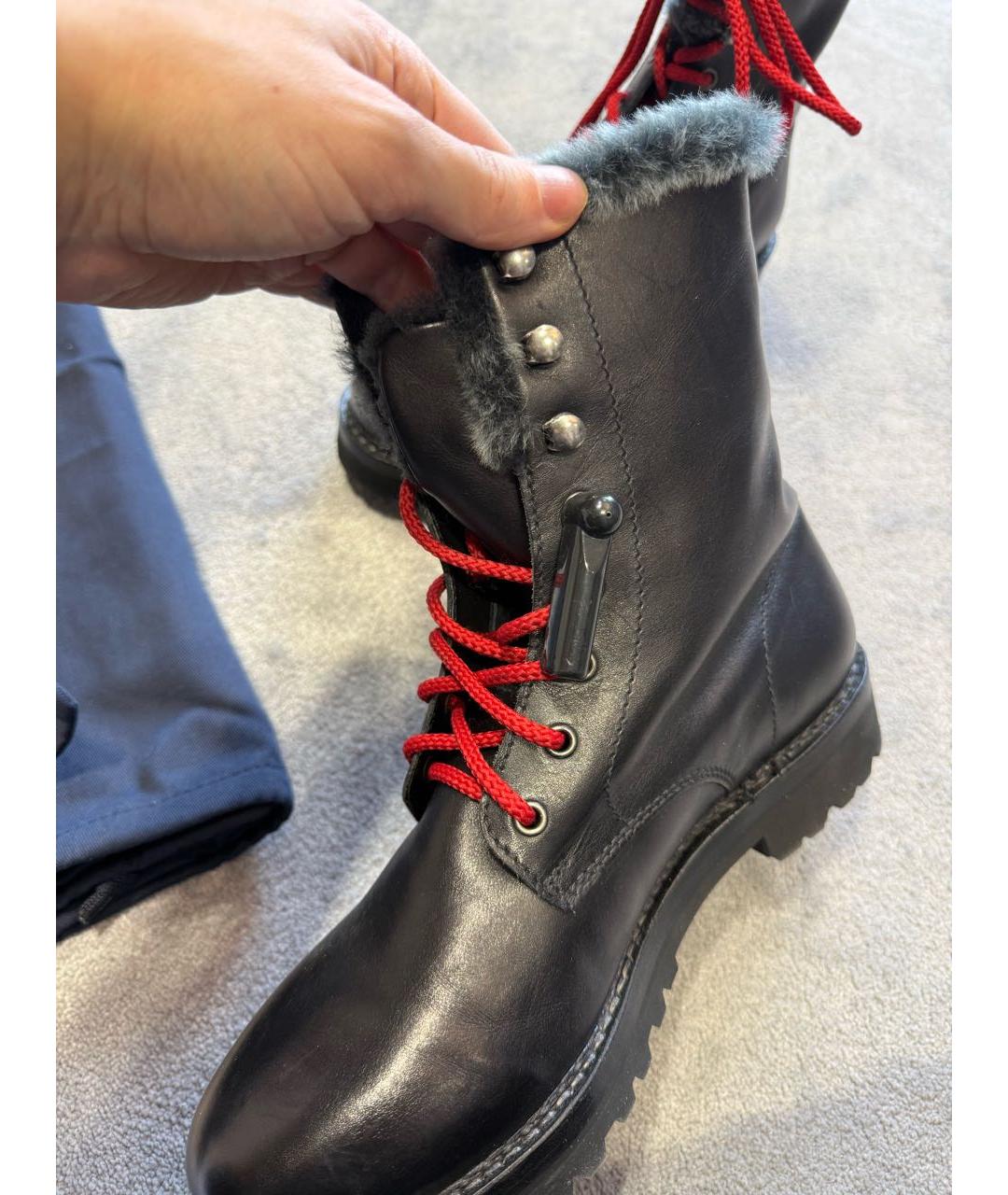 RALPH LAUREN Черные кожаные высокие ботинки, фото 8