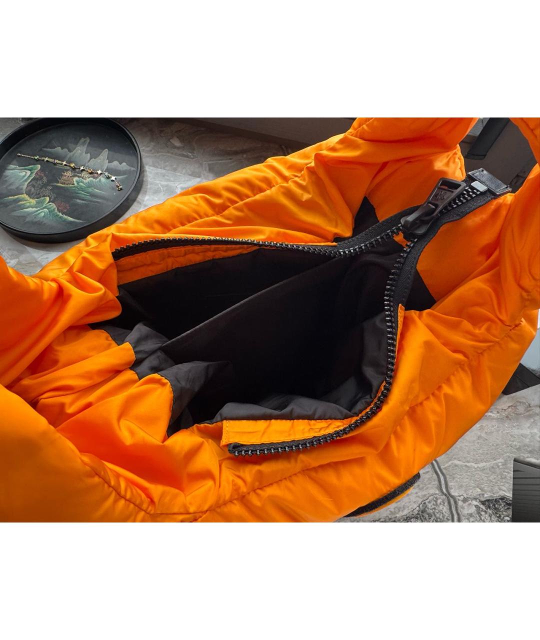 MONCLER Оранжевая тканевая сумка тоут, фото 4